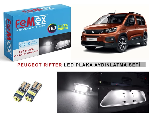 Peugeot Rifter LED Plaka Aydınlatma Ampul Seti FEMEX Parlak Beyaz ürün görseli 1
