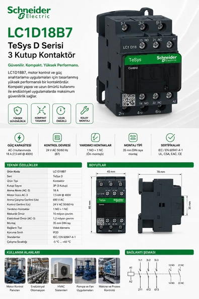 SCHNEİDER 7,5 KW 24V AC KONTAKTÖR ürün görseli 1