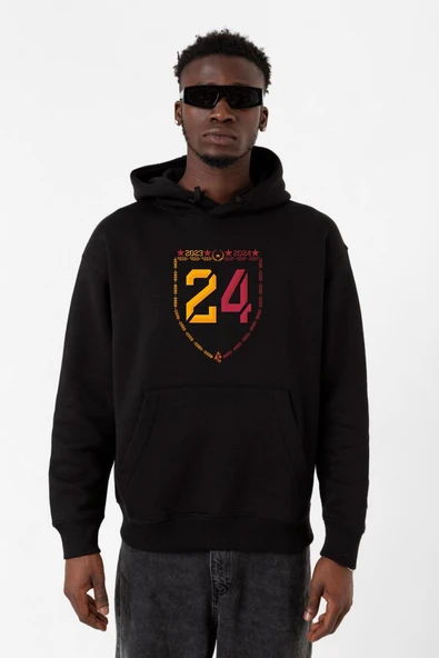 24 Şampiyonluk Siyah Erkek 3ip Kapşonlu Sweatshirt ürün görseli 1