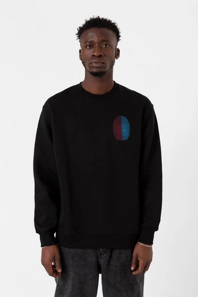 Bordo Mavi Parmak İzi Siyah Erkek 2ip Sweatshirt ürün görseli 1