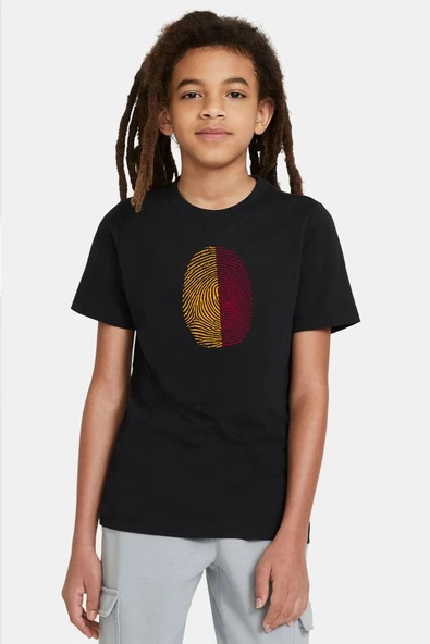 Sarı Kırmızı Parmak İzi Siyah Çocuk Tshirt ürün görseli 1