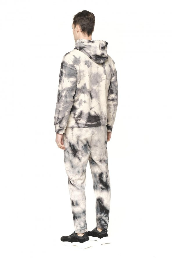 Erkek Batik Kapüşonlu Kanguru Cepli Uzun Kollu Pamuklu Sweatshirt - Resim 5