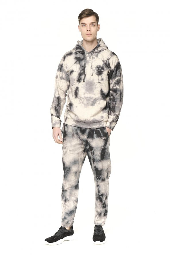 Erkek Batik Kapüşonlu Kanguru Cepli Uzun Kollu Pamuklu Sweatshirt - Resim 6