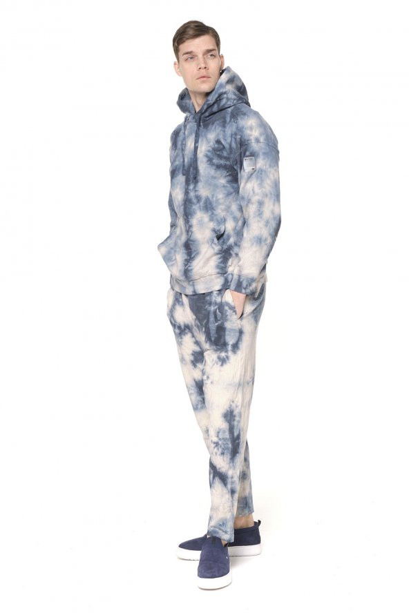 Erkek Batik Kapüşonlu Kanguru Cepli Uzun Kollu Pamuklu Sweatshirt - Resim 8