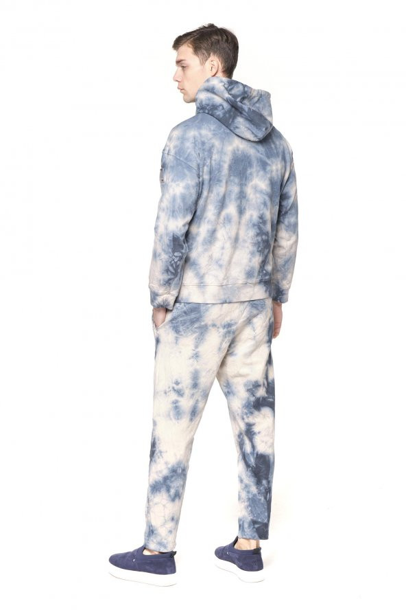 Erkek Batik Kapüşonlu Kanguru Cepli Uzun Kollu Pamuklu Sweatshirt - Resim 10