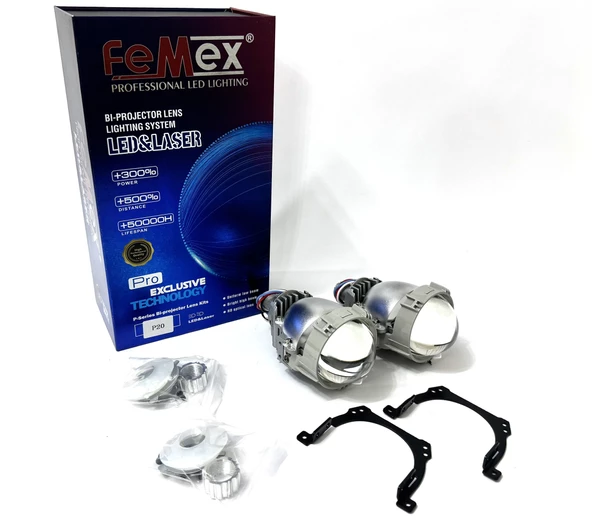 FEMEX VİDALI Bİ-LED FAR İÇİ LED MERCEK 2,5 INC KISA UZUN BİRLİKTE (VİDALI SOMONLU) P20 ürün görseli 1