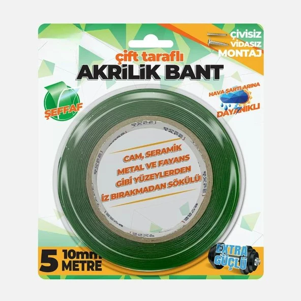 Çift Taraflı Akrilik (Silikonize) Şeffaf Montaj Bandı Extra ürün görseli 1