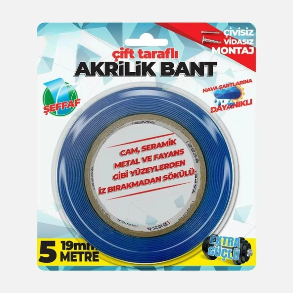 Çift Taraflı Akrilik (Silikonize) Şeffaf  Montaj Bandı ürün görseli 1