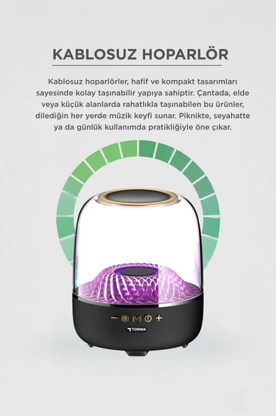 Bluetooth Hoparlör Rgb Işıklı Speaker D33 Siyah - Resim 6