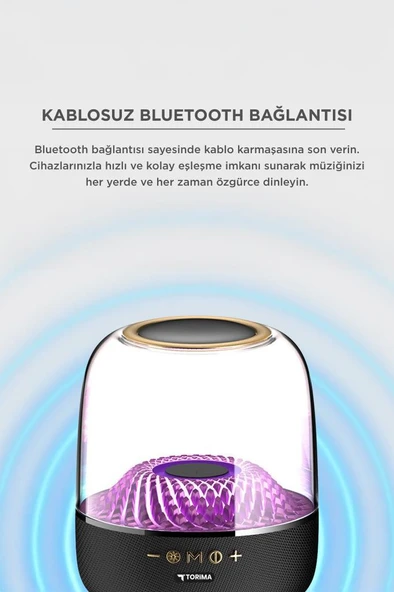 Bluetooth Hoparlör Rgb Işıklı Speaker D33 Siyah - Resim 5