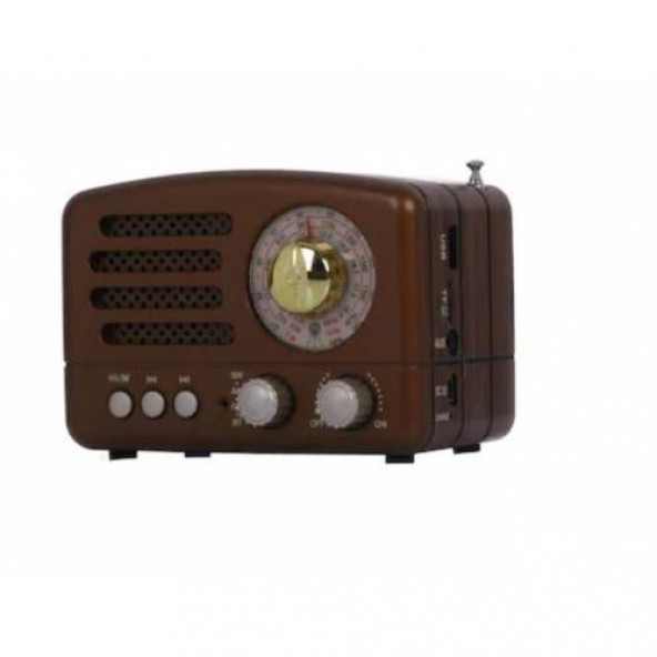 Meier M-160BT Nostaljik FM Radyo Bluetooth-USB-Retro-kahve rengi ürün görseli 1