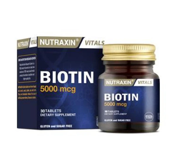 Nutraxin Biotin 5000 mcg 30 tablet  8680512628613 ürün görseli 1