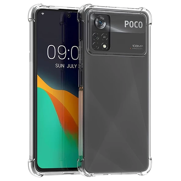 Xiaomi Poco X4 Pro 5G Antişok Arkası Sert Sararmaz Kenarları Yumuşak Şeffaf Silikon Kılıf ürün görseli 1
