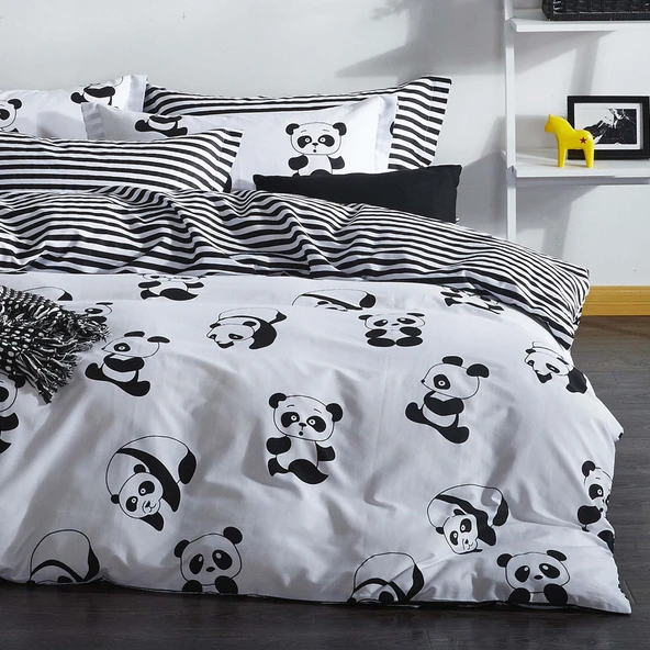 Mature Nevresim Seti Çift Kişilik Panda Siyah ürün görseli 1