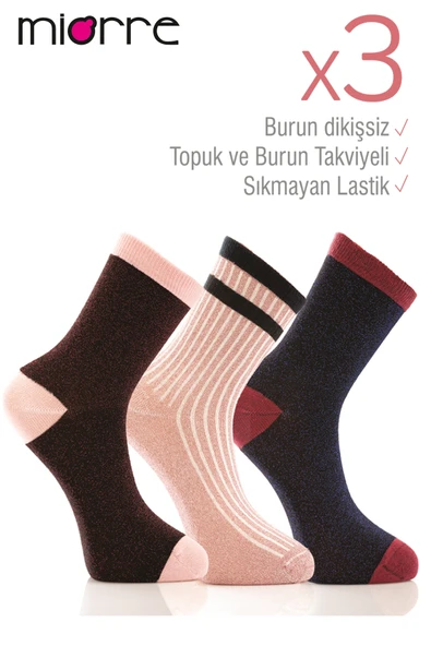Miorre 3lü Bayan Simli Çorap ürün görseli 1