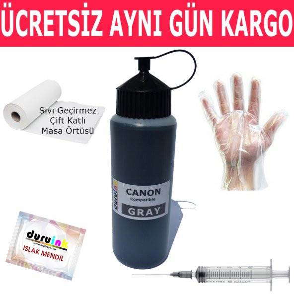 CANON MG7752 MG7753 6150 500ML GRAY GRİ MÜREKKEP DURUINK HEDİYELİ KARTUŞ DOLUM MÜREKKEBİ ürün görseli 1