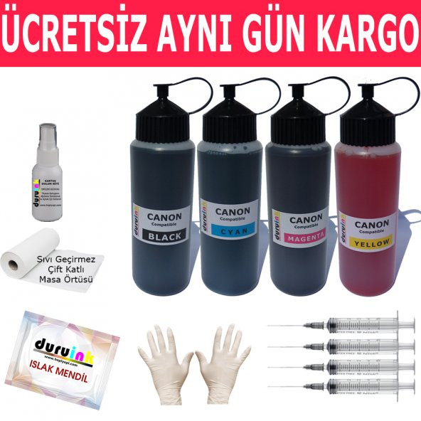 CANON G1400 G12411 G3411 4X500ML MUADİL MÜREKKEP SETİ DURUINK 4 RENK  KARTUŞ DOLUM MÜREKKEBİ ürün görseli 1