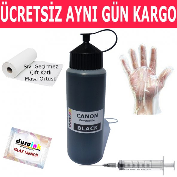 CANON MB5350 5450 5455 500ML SİYAH MUADİL MÜREKKEP DURUINK HEDİYELİ KARTUŞ DOLUM MÜREKKEBİ ürün görseli 1