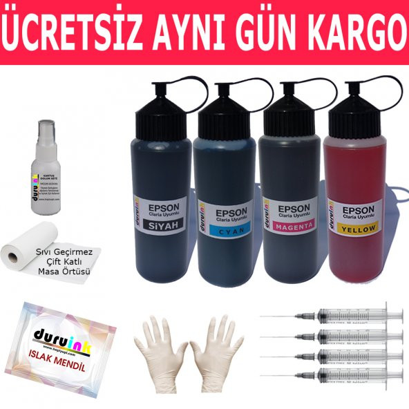 EPSON SX510W SX515W SX600FW 4X500ML MUADİL MÜREKKEP SETİ DURUINK 4 RENK  KARTUŞ DOLUM MÜREKKEBİ ürün görseli 1