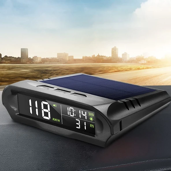 HyMark Evrensel GPS Hız Göstergesi Araç Güneş Enerjili Hız Ölçer S98 HUD Ekranı ürün görseli 1