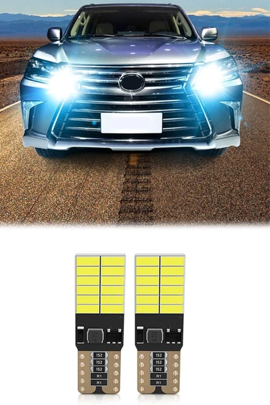 12V T10 Dipsiz Ampül 24 Ledli Beyaz 2 adet ürün görseli 1
