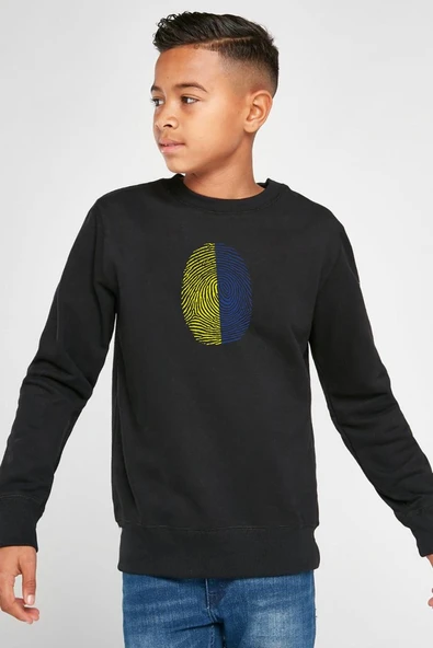 Sarı Lacivert Parmak İzi Siyah Çocuk 2ip Sweatshirt ürün görseli 1