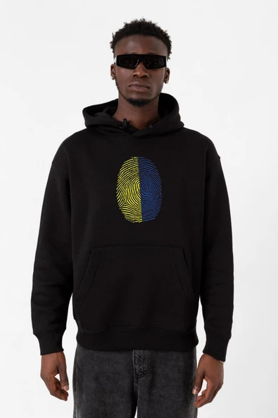 Sarı Lacivert Parmak İzi Siyah Erkek 3ip Kapşonlu Sweatshirt ürün görseli 1