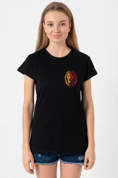 Sarı Kırmızı Aslan Siyah Kadın Tshirt ürün görseli 1