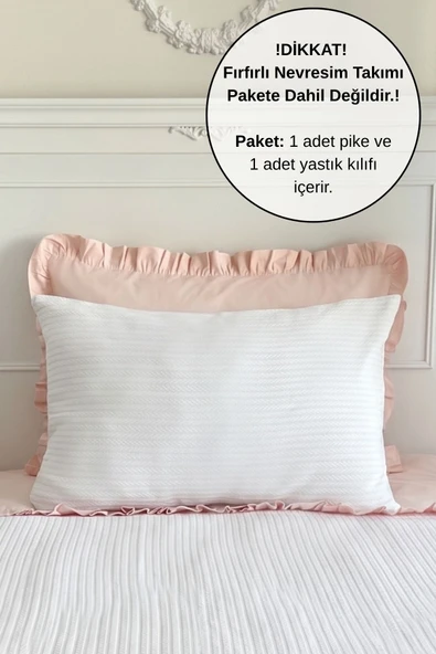 Pike Takımı Tek Kişilik Örgü Desen-Beyaz ürün görseli 1