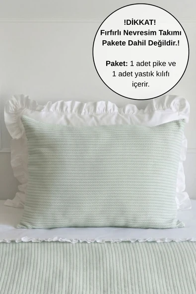 Pike Takımı Tek Kişilik Örgü Desen-Açık Yeşil ürün görseli 1