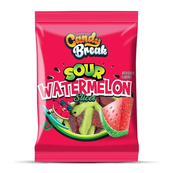 Candy Break Sour Watermelon Karpuz Aromalı Ekşi Yumuşak Şeker 113 Gr ürün görseli 1