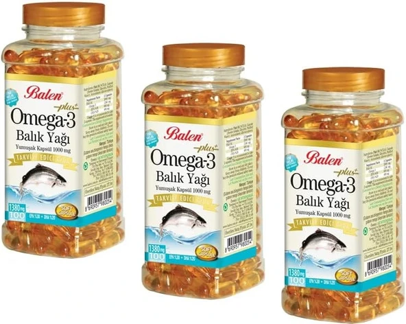 Balen Omega 3 Balık Yağı 1380 mg 100 Kapsül 3'lü ürün görseli 1