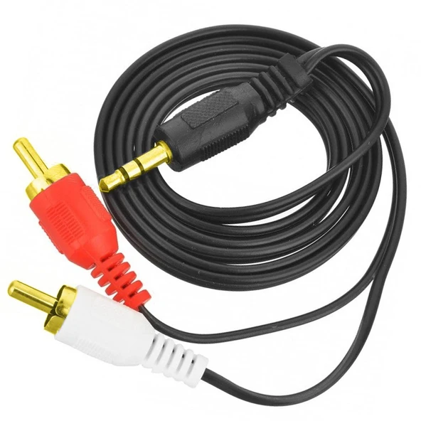 Kablo 2 Rca To Aux 3.5mm Gold 1.5 Metre (SKT-84) ürün görseli 1