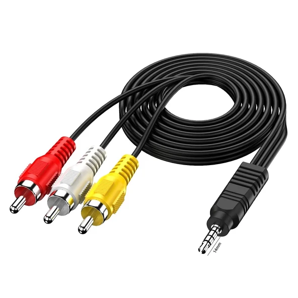 Av kablo 3 Rca To Aux 3.5mm 1 Metre (Tüplü Tvye Hd Uydu Bağlar) (SKT-96) ürün görseli 1