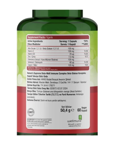 Nature's Supreme Immune Complex 60 Kapsül - Resim 2