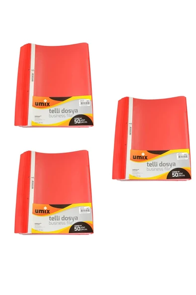 Umix A4 Telli Dosya 50'li Kırmızı Renk 3 Paket ürün görseli 1