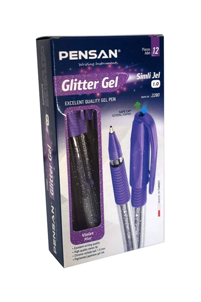 Pensan Glitter Gel Simli Jel Kalem 12 Adet ürün görseli 1