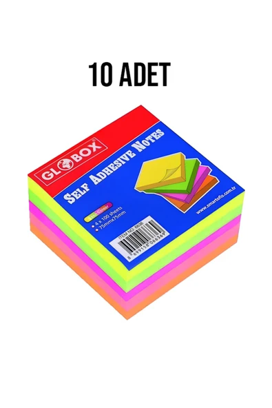 75x75 400 Yaprak Neon 4 Renk Yapışkanlı Not Kağıdı ürün görseli 1
