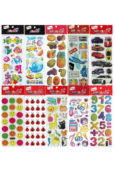 Kabartmalı Sticker Karışık Paket 200 Kartela ürün görseli 1
