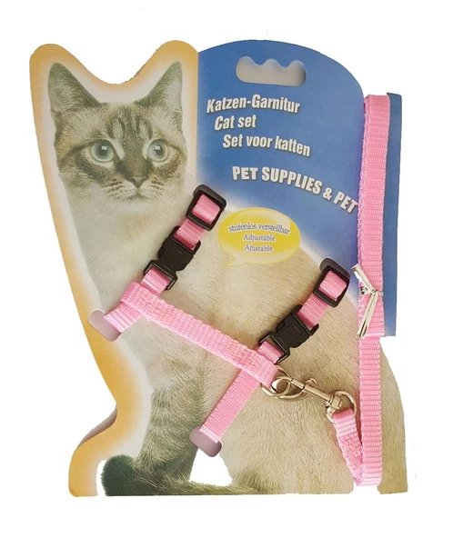 Kedi Göğüs Tasma Düz Renk 1x120 cm Pembe ürün görseli 1