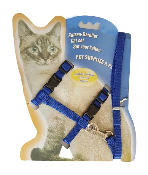 Kedi Göğüs Tasma Düz Renk 1x120 cm Mavi ürün görseli 1