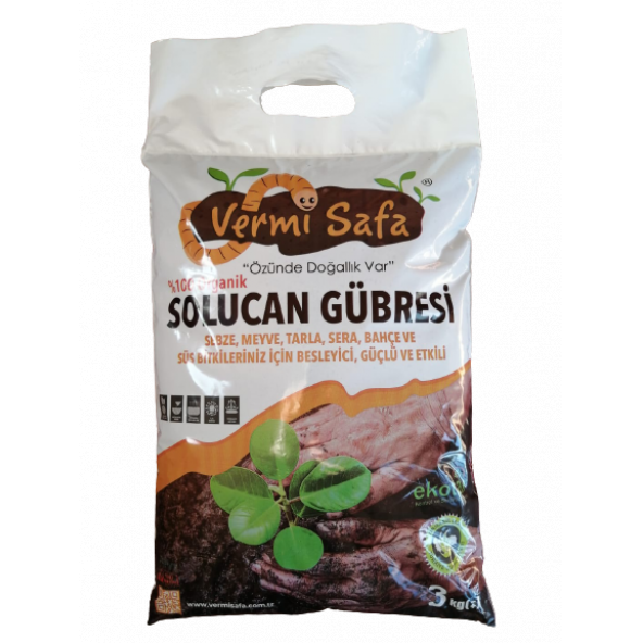 Vermisafa Organik Katı Solucan Gübresi 3Kg ürün görseli 1