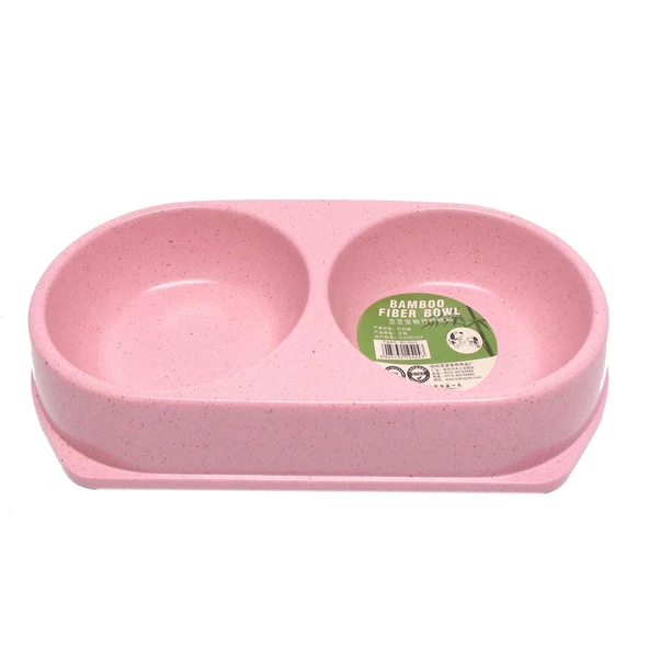 Bamboo Kedi Küçük Irk Köpek İkili Mama Ve Su Kabı 250 ML x 2 Pembe ürün görseli 1