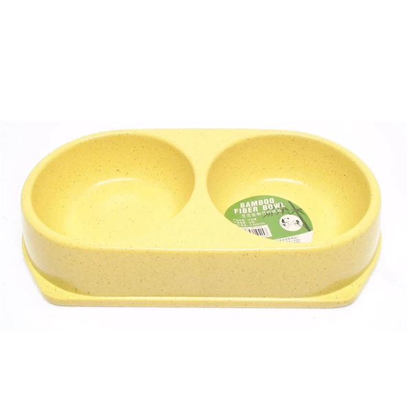 Bamboo Kedi Küçük Irk Köpek İkili Mama Ve Su Kabı 250 ML x 2 Sarı ürün görseli 1