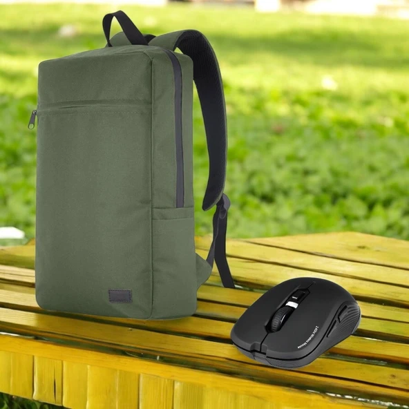 Classone Mila PR-EK107 15,6'Su Geçirmez Kumaş Fermuar Notebook Sırt Çantası+Kablosuz Mouse ürün görseli 1