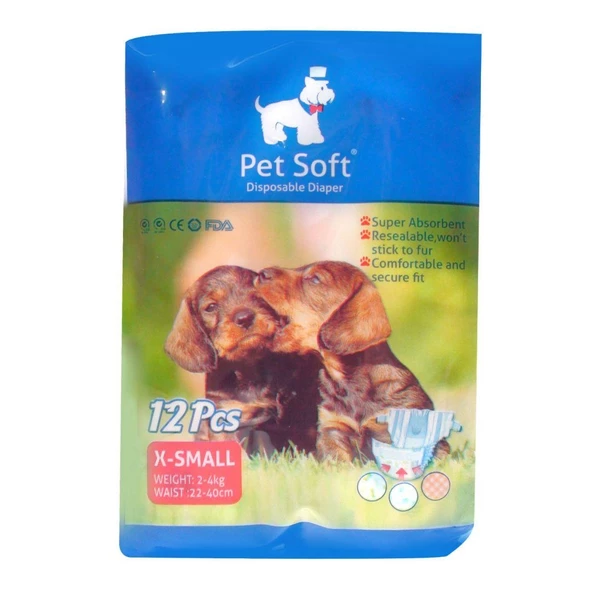 Pet Soft Köpek İçin Alt Tuvalet Bezi XSmall 22-40cm 12 li ürün görseli 1