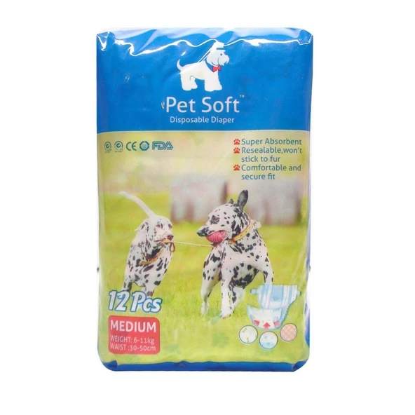 Pet Soft Köpek İçin Alt Tuvalet Bezi Medium 30-50cm 12 li ürün görseli 1