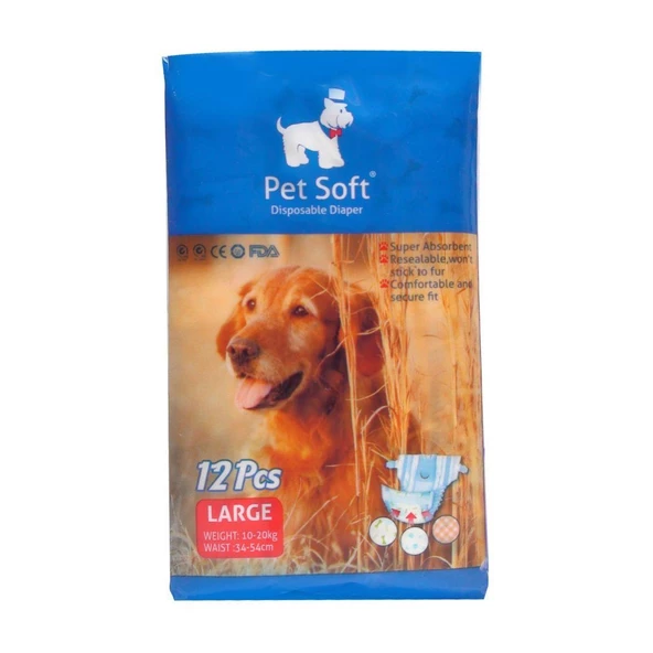 Pet Soft Köpek İçin Alt Tuvalet Bezi Large 34-54cm 12 li ürün görseli 1
