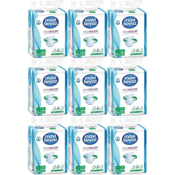 Mavi Beyaz Ped Emici Külot Yetişkin Bezi M - Medium - Orta 270 Adet ürün görseli 1