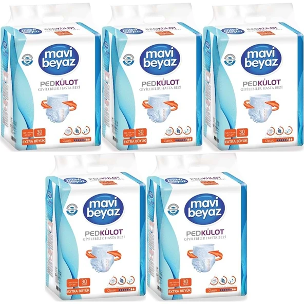 Mavi Beyaz Ped Emici Külot Yetişkin Bezi XL - Extra Large - Ekstra Büyük 150 Adet ürün görseli 1